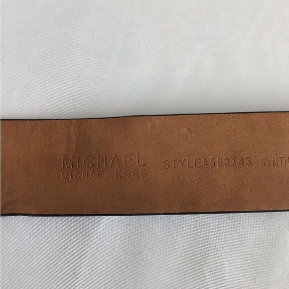 MICHAEL Michael Kors Black Synthetic Patent Leather Logo MK Belt Size Medium - Picture 7 of 11